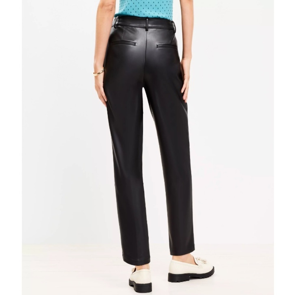 LOFT Faux Leather Pleated Front Pants Petite Size 8P - Picture 2 of 13